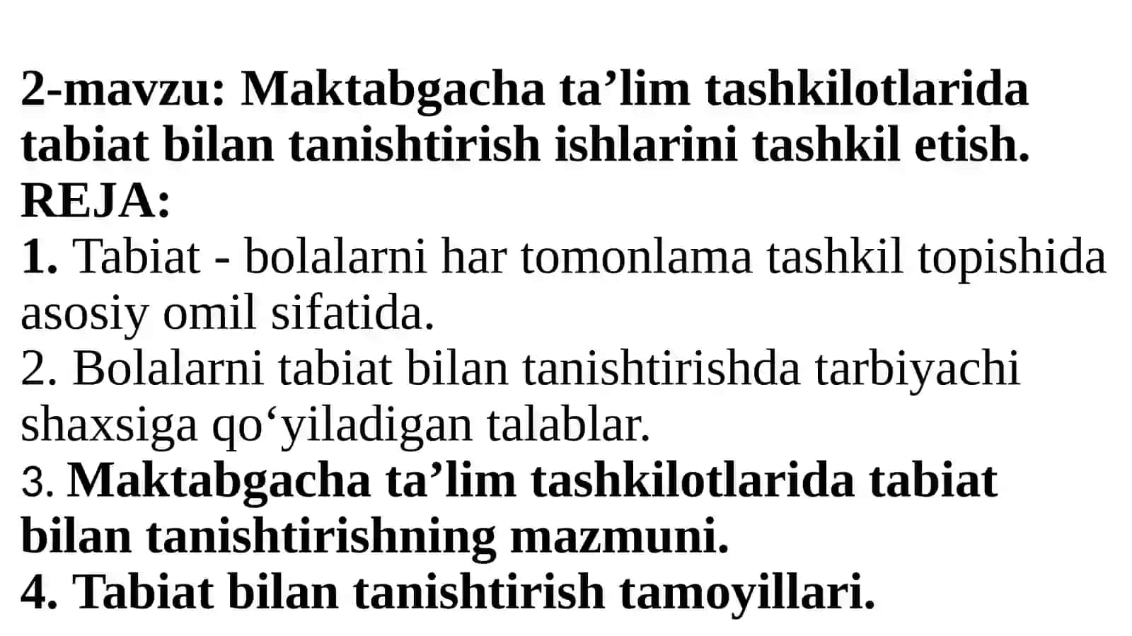 Maktabgacha ta’lim tashkilotlarida tabiat bilan tanishtirish ishlarini tashkil etish 2