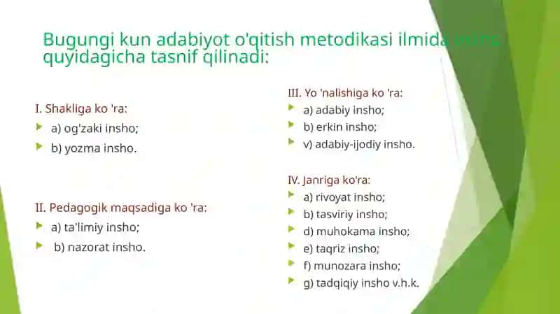 Adabiy ta'limda inshoning o'rni 2