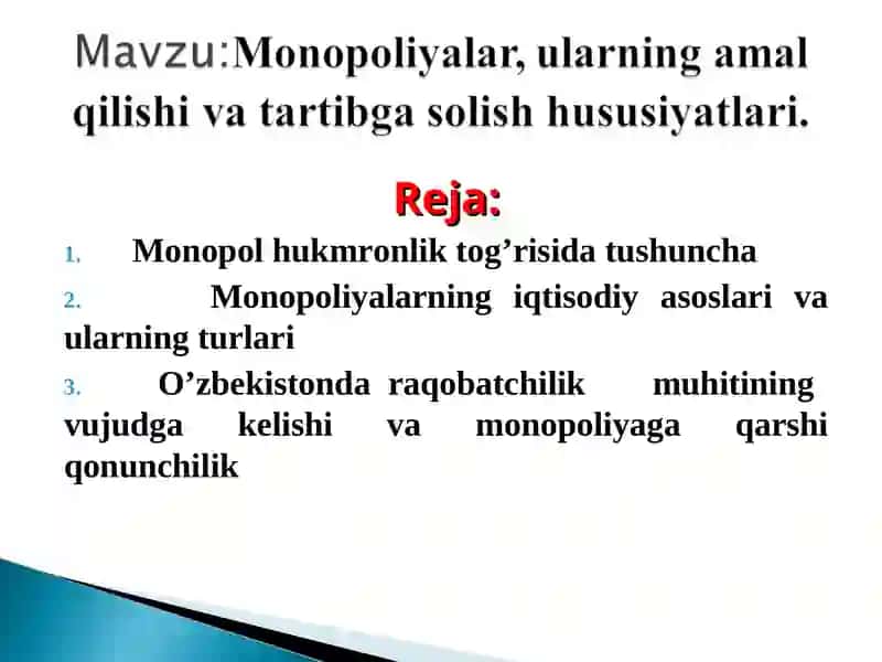 Iqtisodiyot nazariyasi fanidan TAQDIMOTI 2