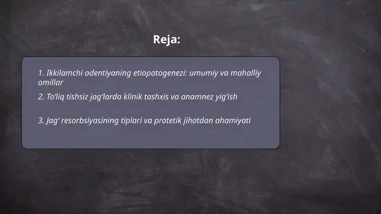 Ortopedik stomatologiyada toʻliq tishsiz jagʻda ikkilamchi adentiyaning sabablari protezga tayyorlash terapevtik va xirurgik davolash bosqichlari 2