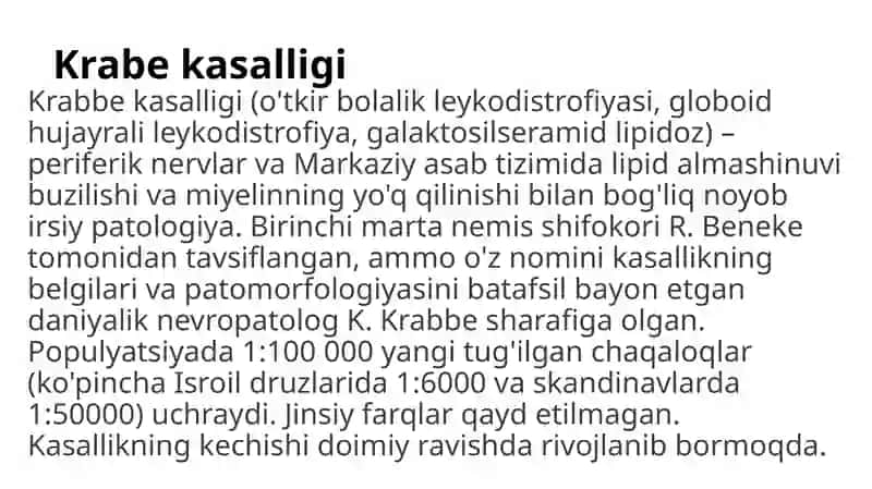 Krabe kasalligi 2