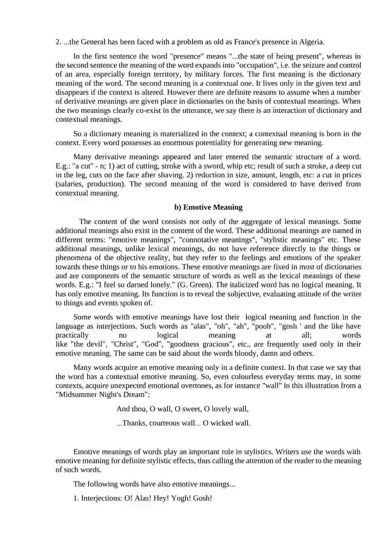 Lecture 3. Types of Lexical Meaning 2