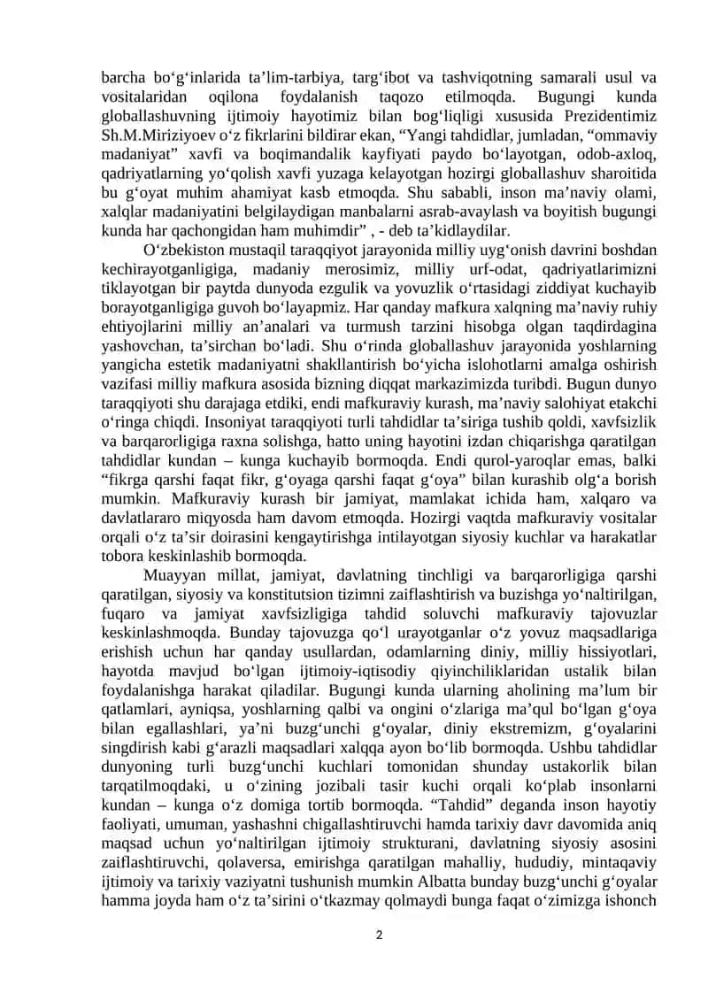 GLOBALLASHUV VA MAFKURAVIY IMMUNITET 2