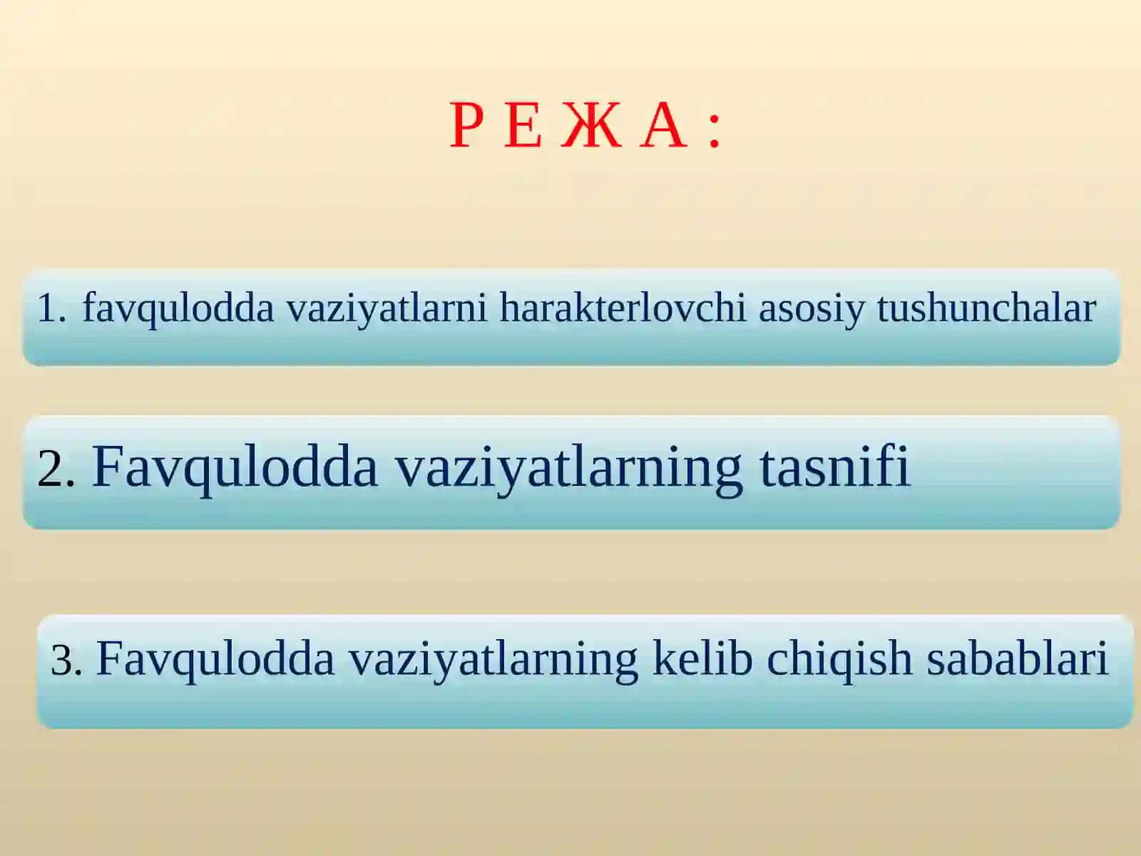 Favqulodda vaziyatlarva ularning tasnifi 2