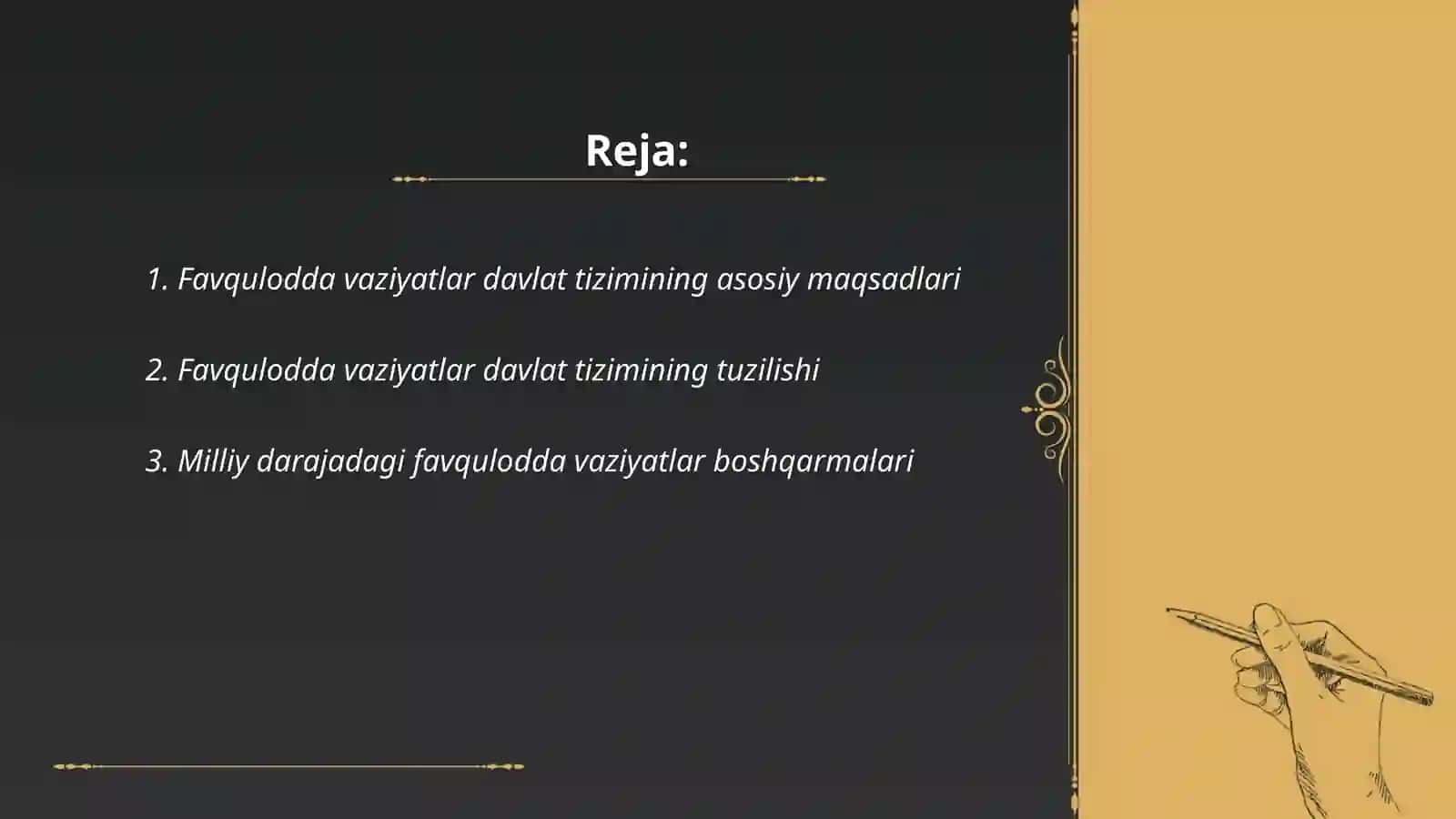 Favqulodda vaziyatlar davlat tizimining tuzulishi ularning bosqichlari va ishlash faoliyati 2