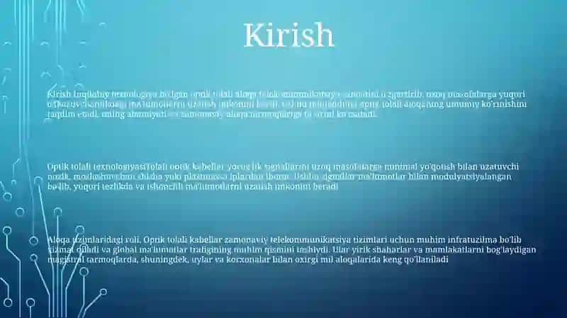 Nur Tola Optikasi Va Uning Aloqa Tizimidagi O'Rni 2