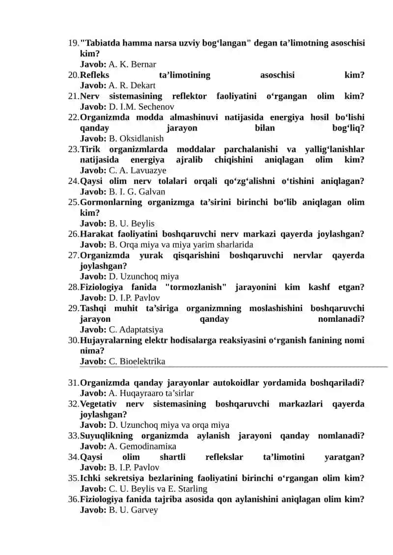 Hayvonlar Fiziologiyasi 2