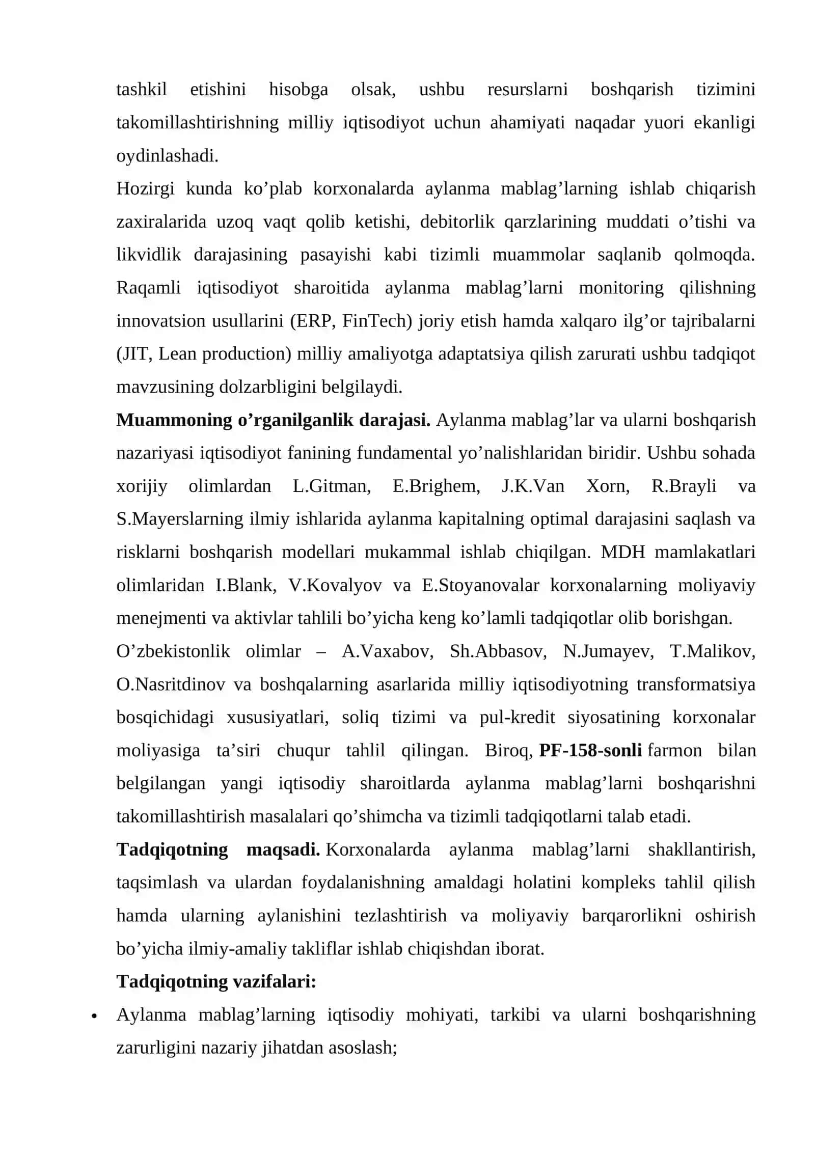 Korxonalarda aylanma mablag’ilarni boshqarishni takomillashtirish 2