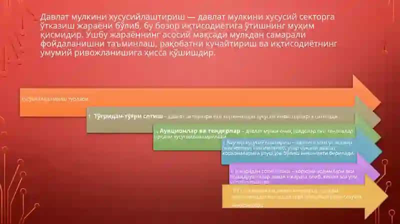 Davlat mulkini xususiylashtirish va boshqarish siyosati 2