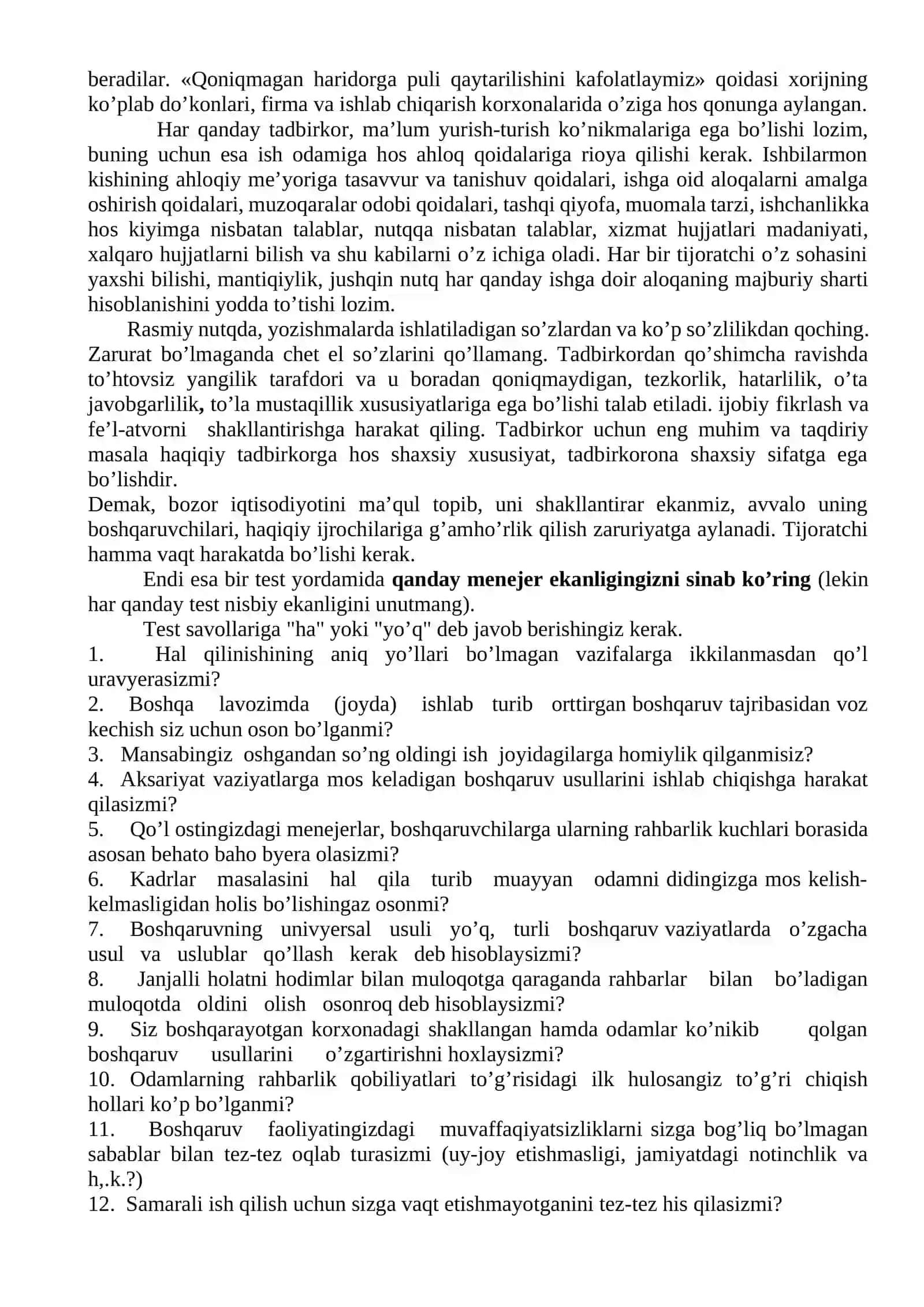 Tadbirkоrlar liderlar sifatida. Tadbirkоrlik qarоrini qabul qilish 2