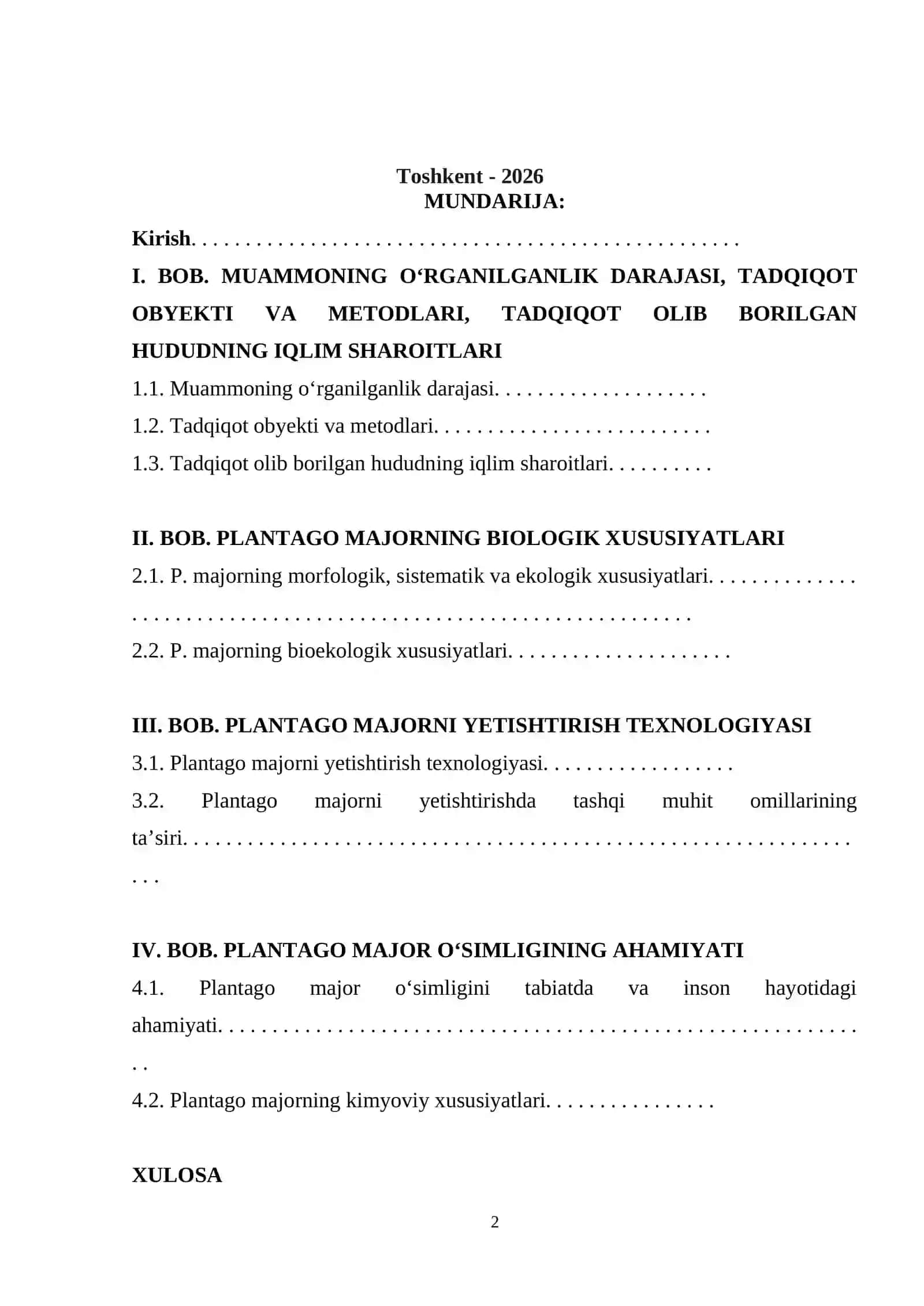 KATTA ZUBTURUM (PLANTAGO MAJOR L.) O‘SIMLIGINING BIOEKOLOGIK XUSUSIYATLARI VA YETISHTIRISH TEXNOLOGIYASI 2