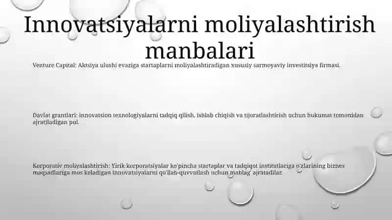 Innovatsiyalarni Moliyalashtirish 2