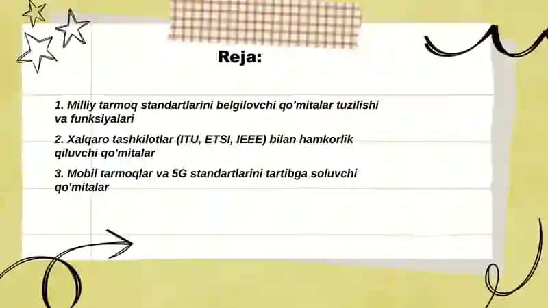 Milliy tarmoq standartlarini belgilovchi qo'mitalar 2