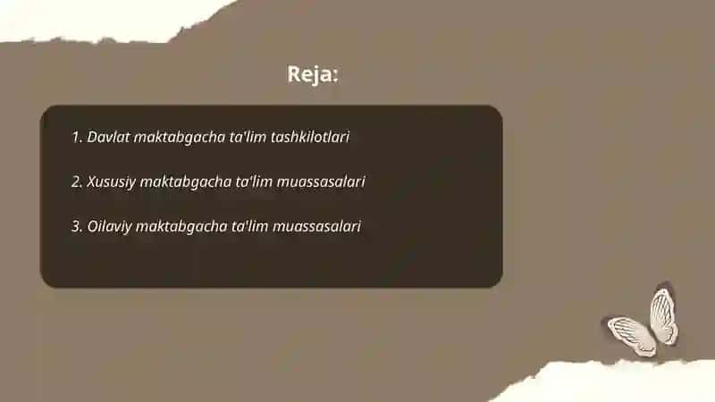 Turli tipdagi maktabgacha ta’lim tashkilotlari tashkiliy tuzilmasi 2