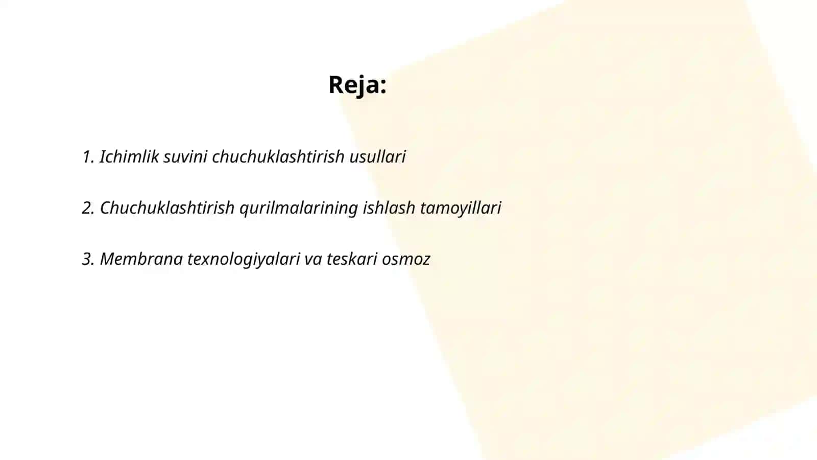 Ichimlik suvini tozalashda chuchuklashtirish qurilmalari 2