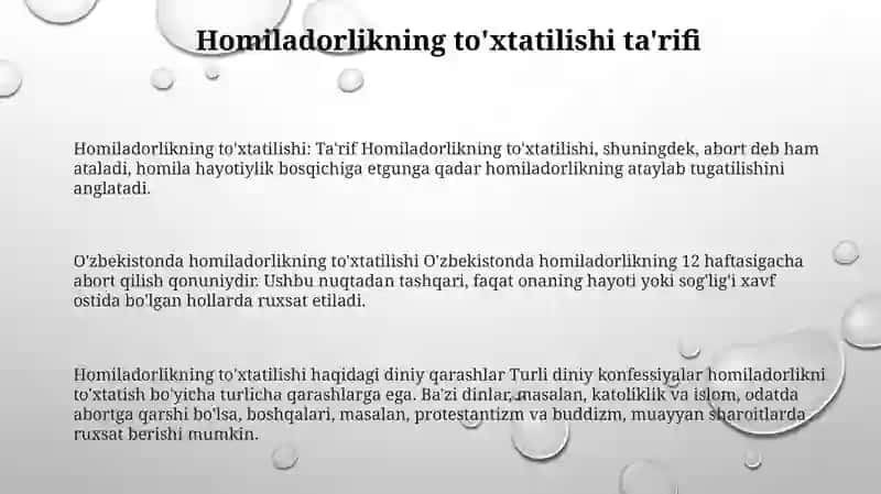 Homiladorlikni To‘Xtatish Masalasi 2
