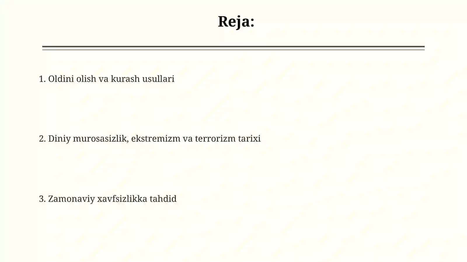 Diniy fanatizm, ekstremizm, va terrorizmning tarixi va hozirgi davrda xavfsizlikga tahdidi 2