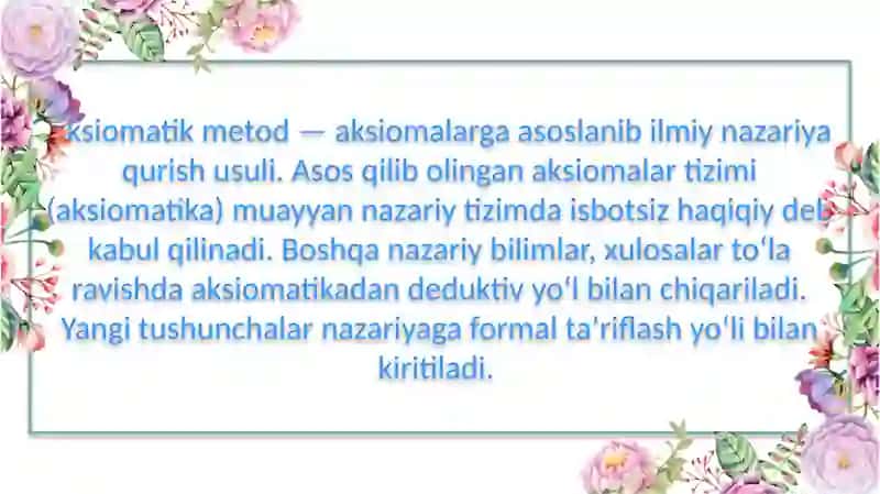 nazariyasini aksiomatik qurish 2