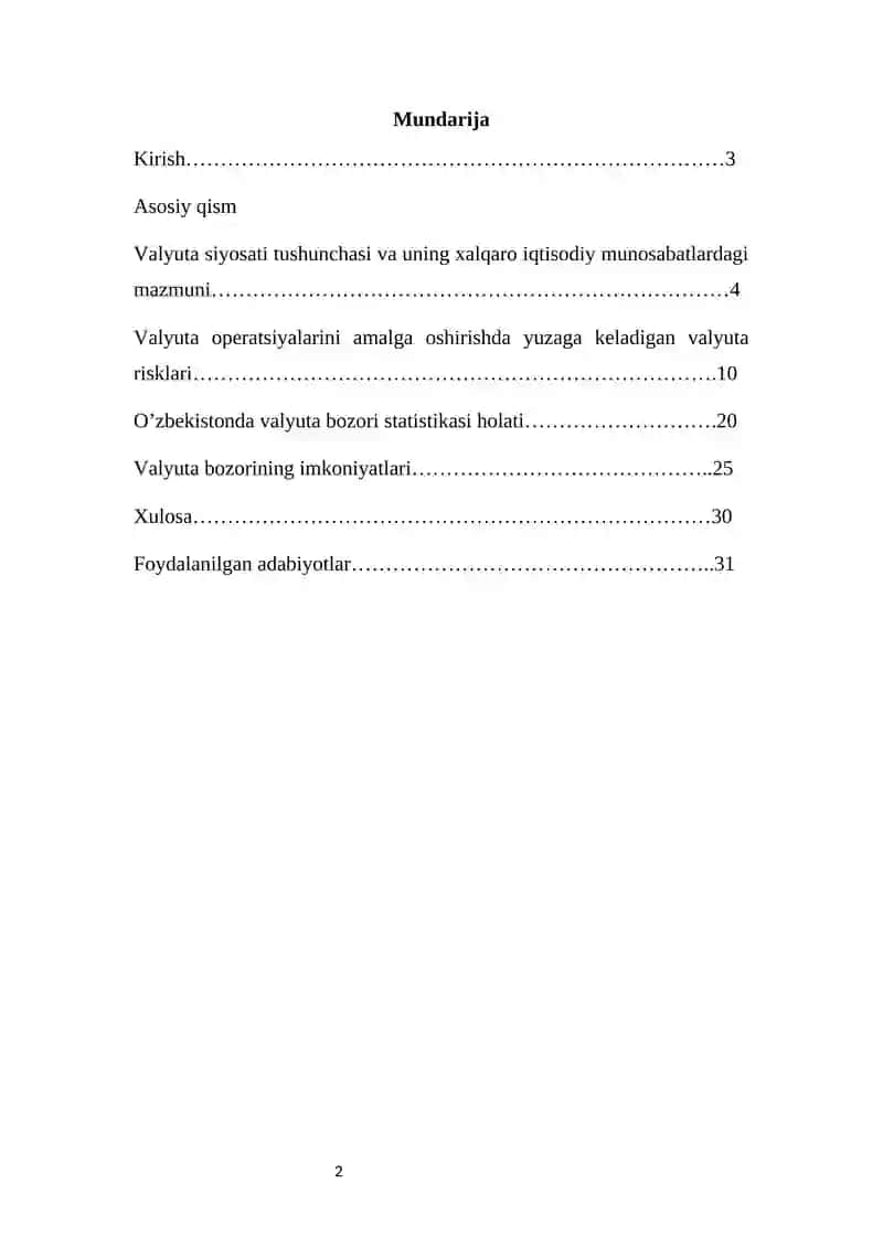 Valyuta bozori statistikasi ko’rsatkichlari 2