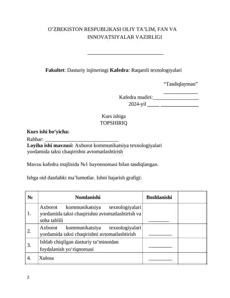 Axborot kommunikatsiya texnologiyalari yordamida taksi chaqirishni avtomatlashtirish 2