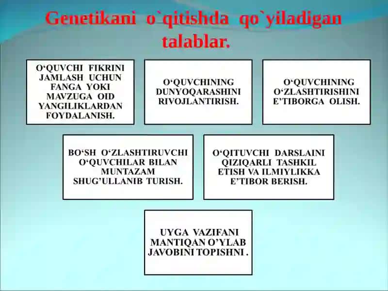 Genetika fani mavzularini yoritishda oʻquvchilarda koʻnikmalar hosil qilish 2