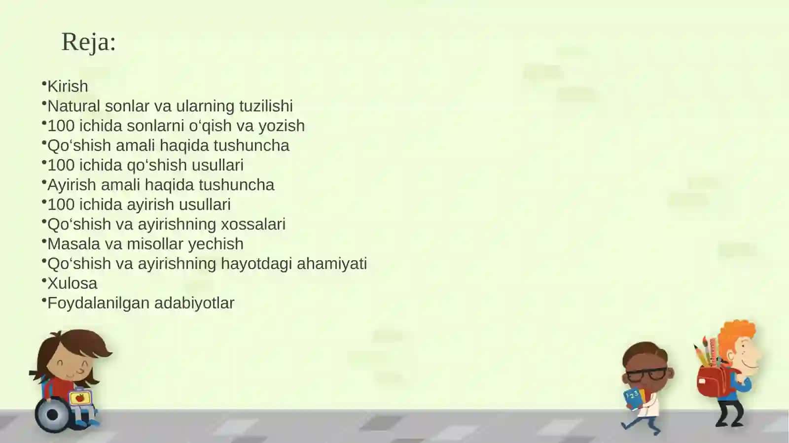 100 ICHIDA QO‘SHISH VA AYIRISH 2