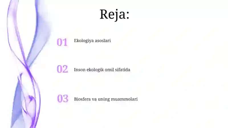 Ekologiya. Odam ekologik omil. Biosfera va uning muammolari 2