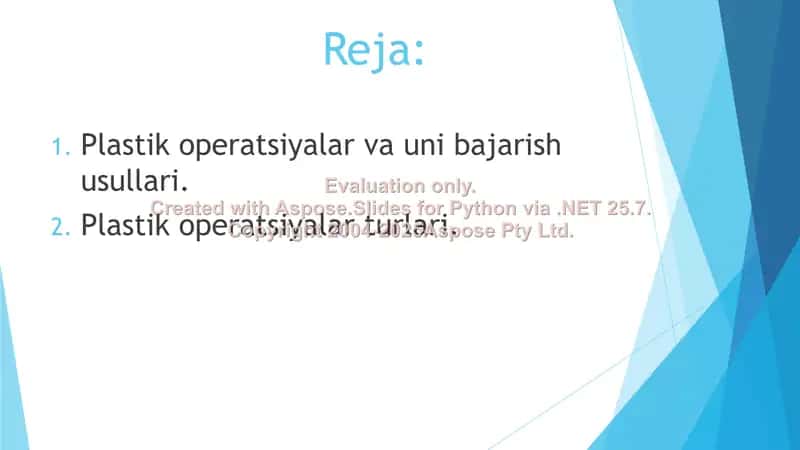 Plastik operatsiyalar va uni bajarish usullari 2