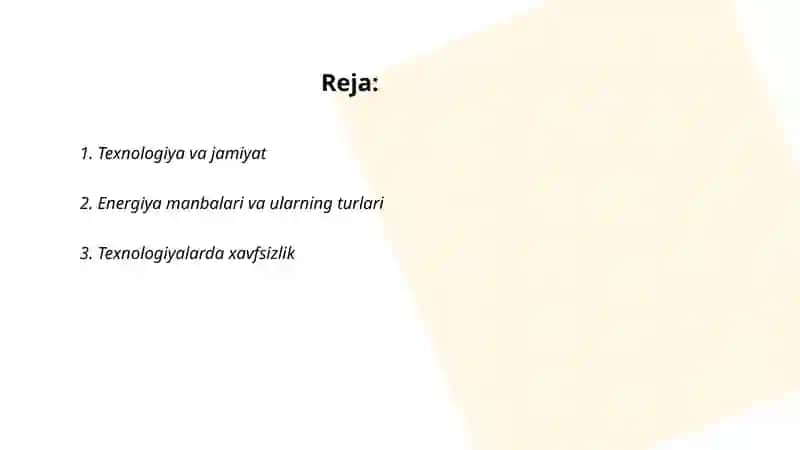 Texnologiya fanining maktab oʻquv rejadagi oʻrni 2