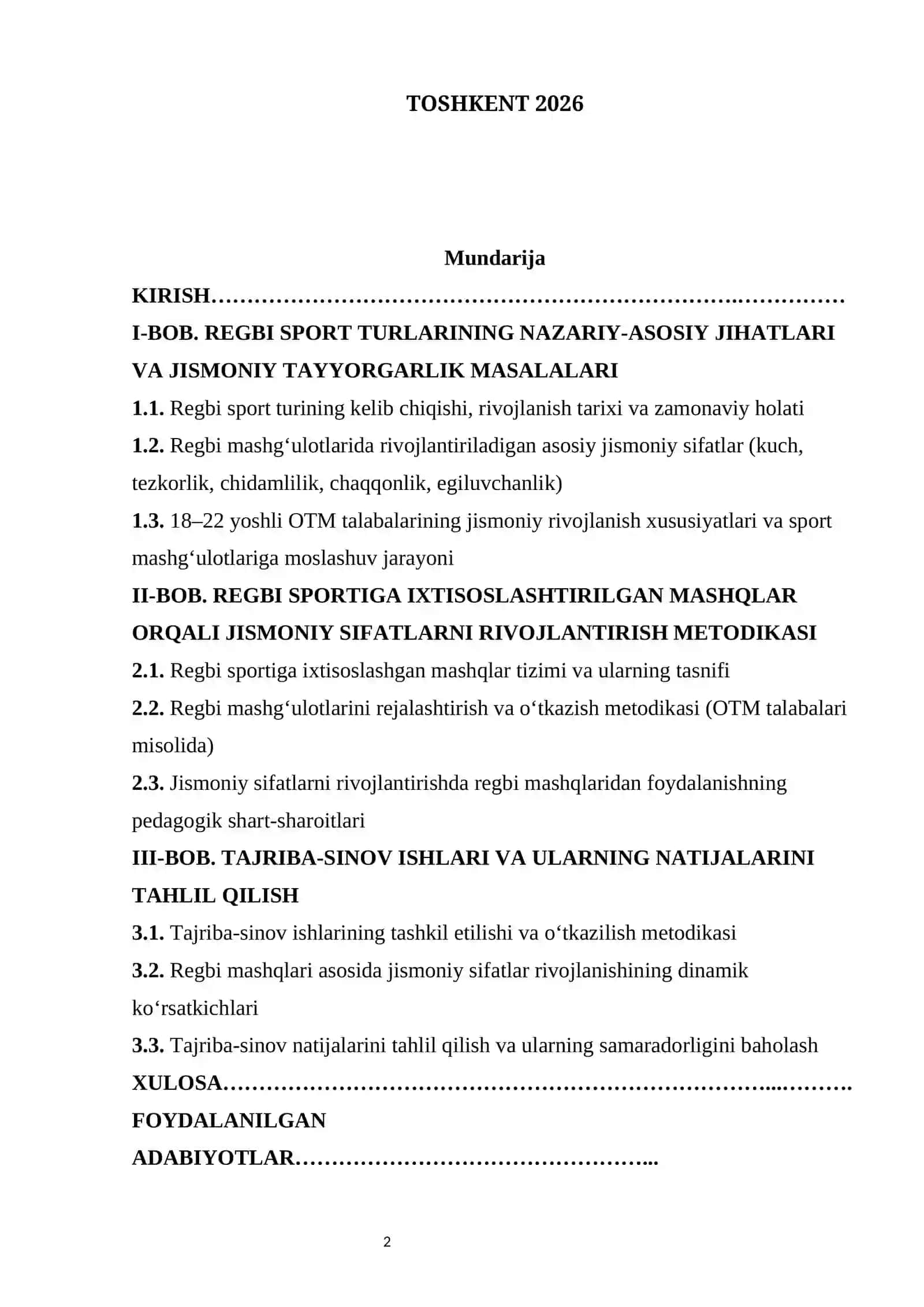 Regbi sport turining nazariy asoslari va jismoniy tayyorgarlik 2