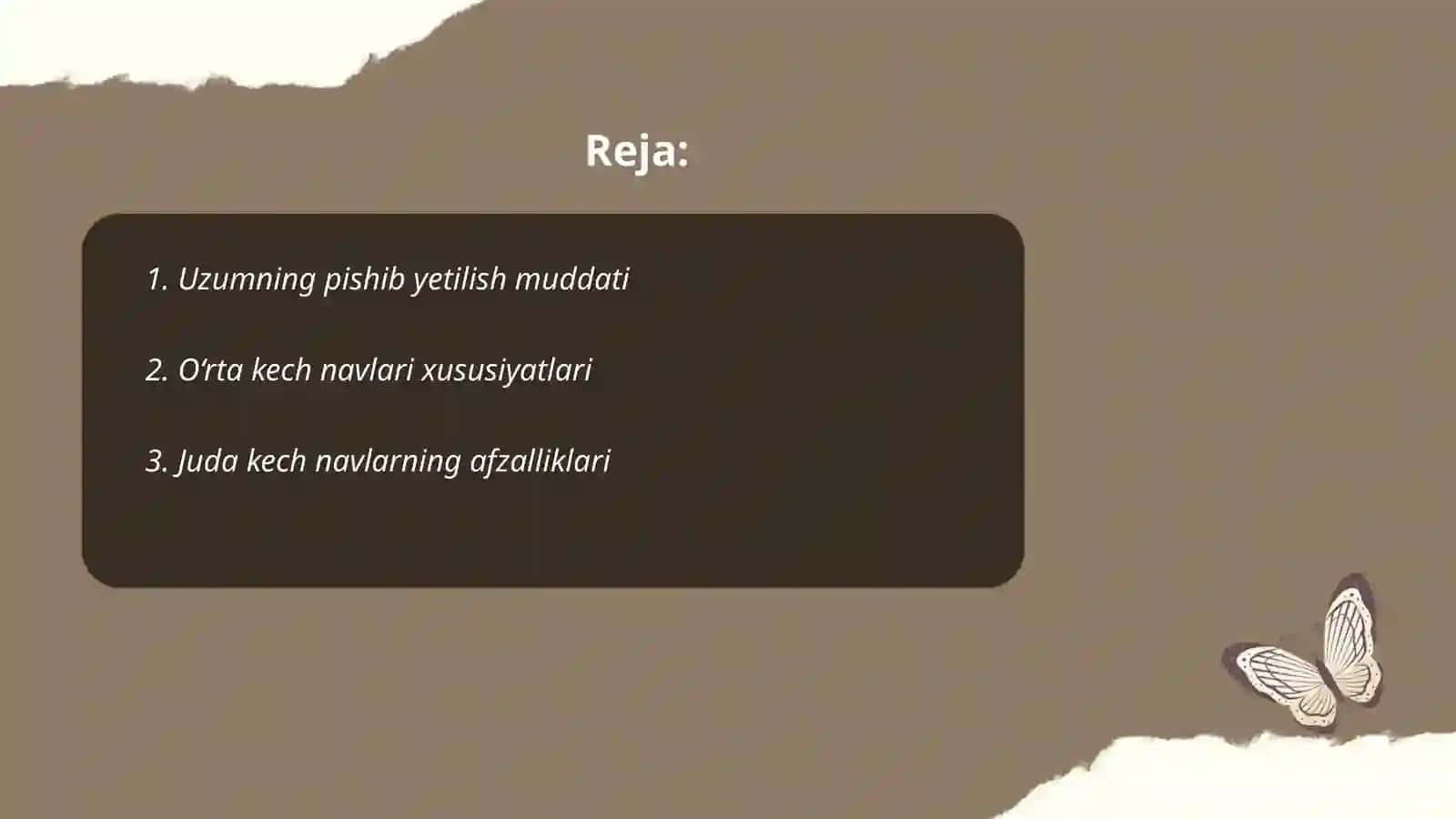 Uzumning oʻrta kech va juda kech muddatda pishadigan navlari 2