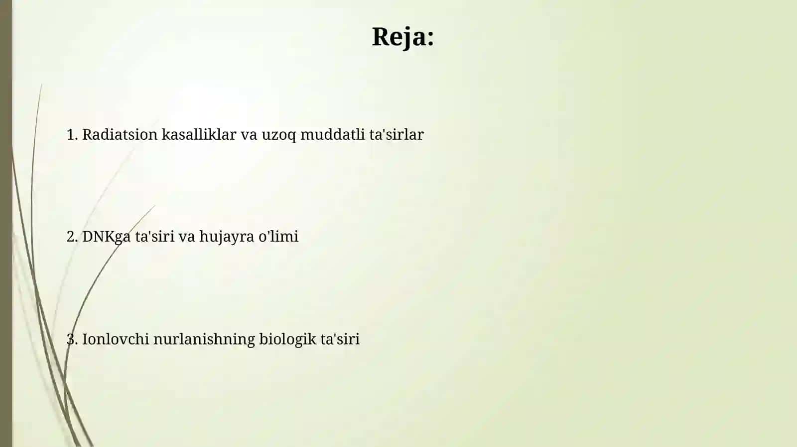 Ionlashtiruvchi nurlarning biologik effekti( Radiologiya fanidan) 2