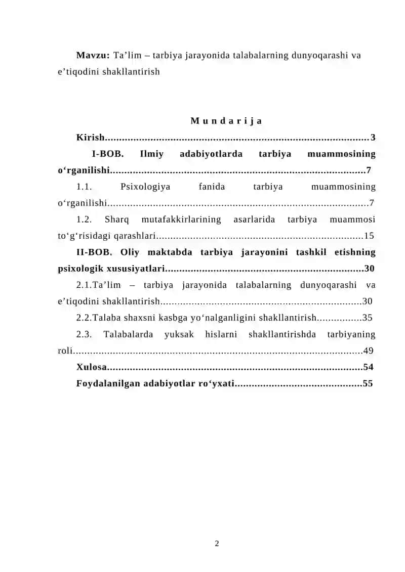 Ta’lim – tarbiya jarayonida talabalarning dunyoqarashi va e’tiqodini shakllantirish 2