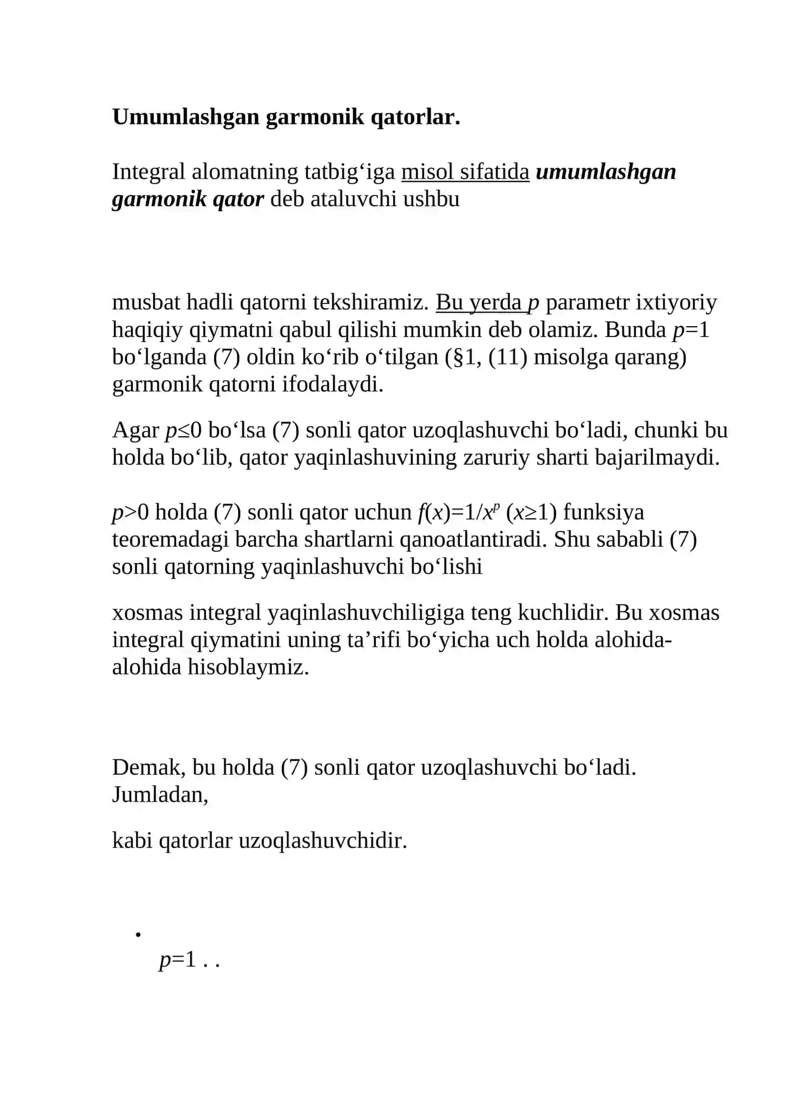 Umumlashgan garmonik qatorlar 2