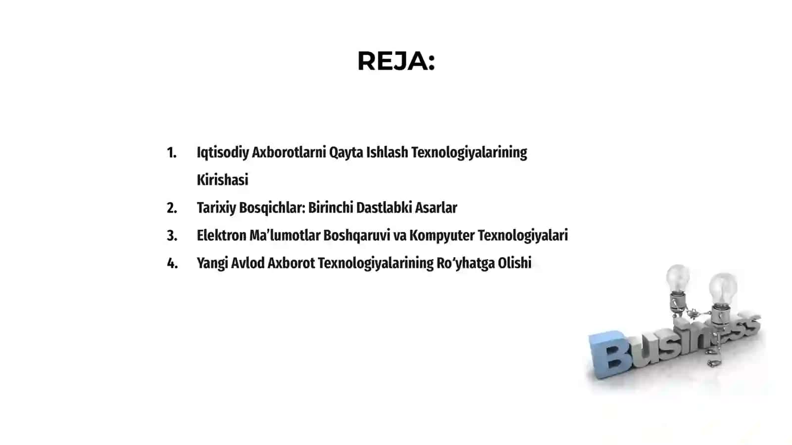 Iqtisodiy Axborotlarni Qayta Ishlash Texnologiyalari 2