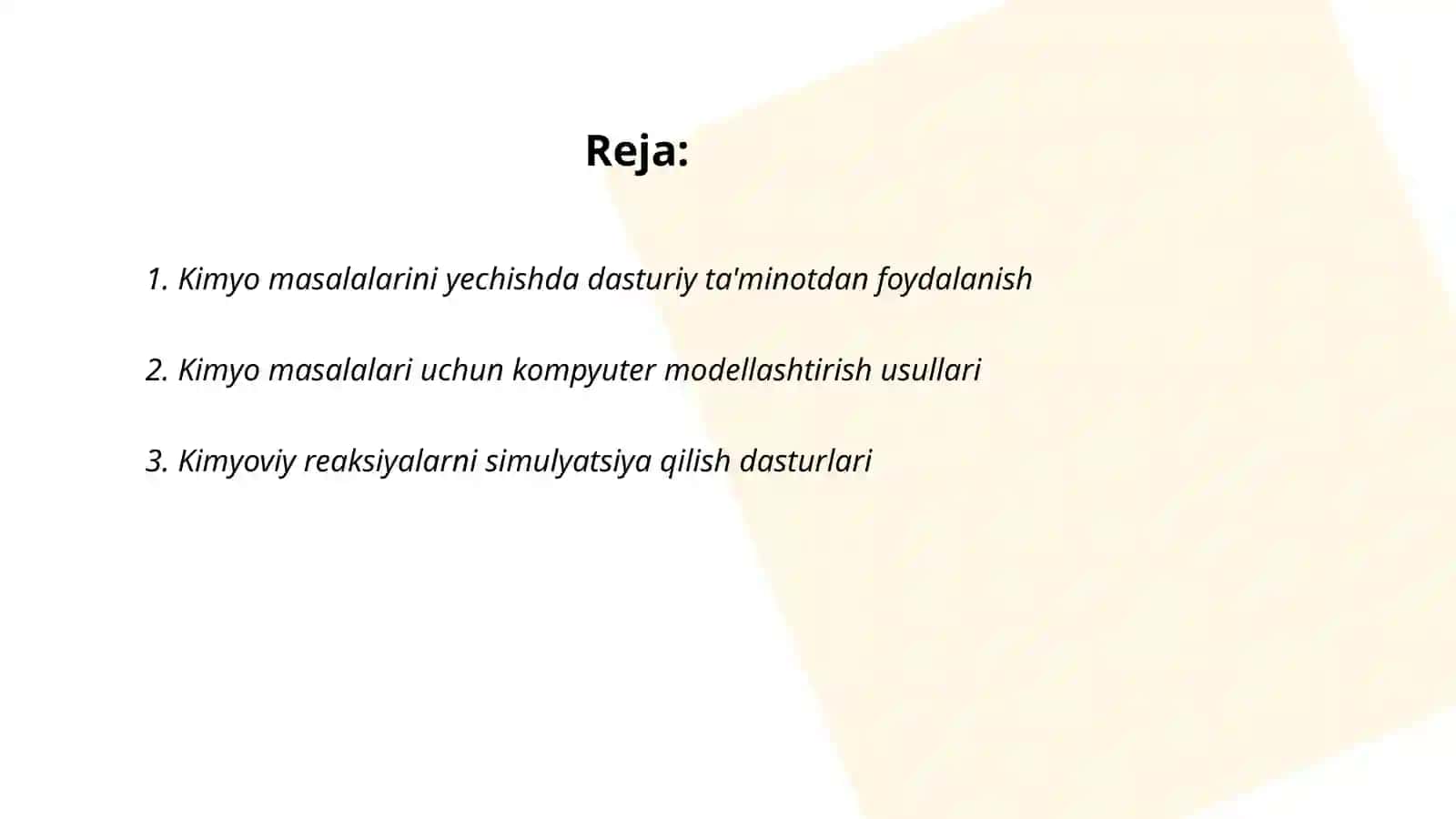 Kimyo masalalarini yechishda kompyuterdan foydalanish 2