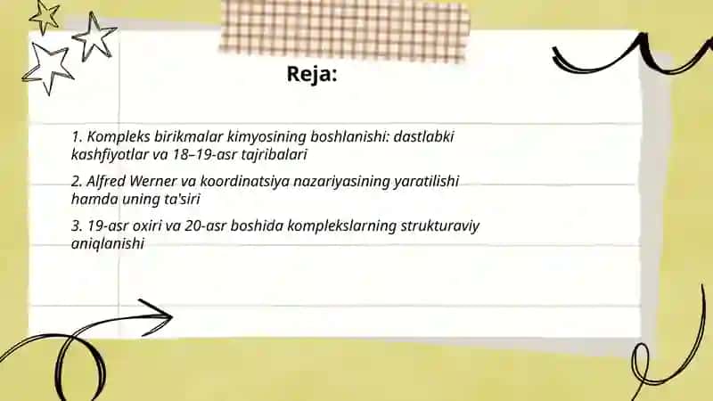 Kompleks birikmalar kimyosining rivojlanish tarixi 2