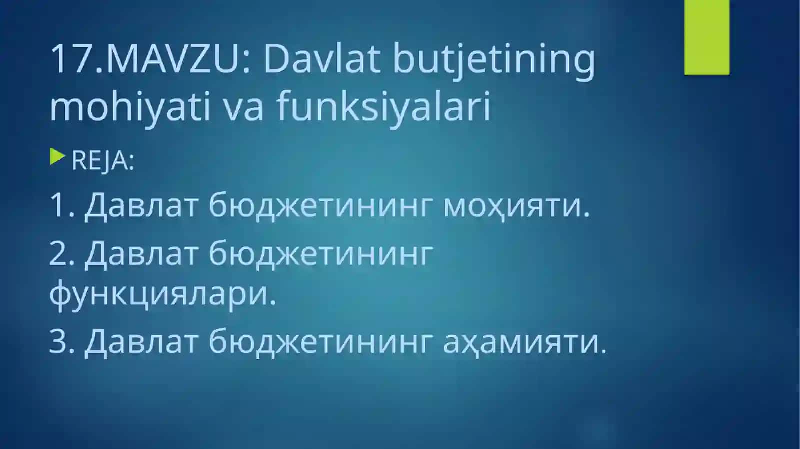 Davlat butjetining mohiyati va funktsiyalari 2