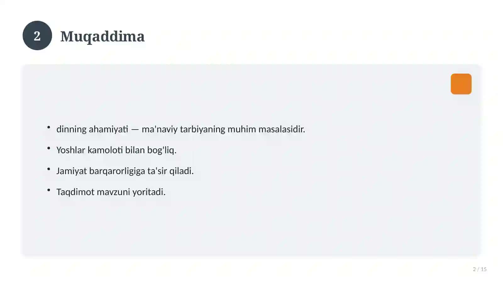 Yoshlarning ma'naviy-ruhiy rivojlanishida dinning ahamiyati 2