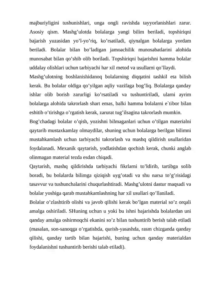 Mashg’ulotlarni haftalar bo’yicha taqsimlash 2
