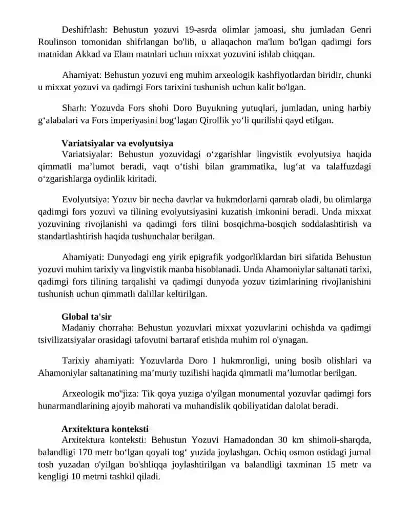 Behustun Yozuvi-Jahoning Eng Yirik Epigirafiknamunalaridan Biri 2
