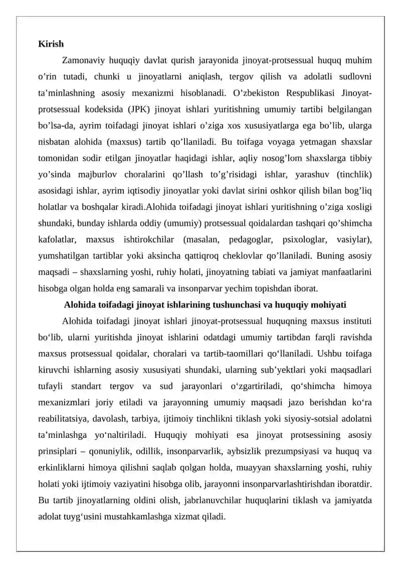 Alohida toifadagi jinoyat ishlarini yuritish 2