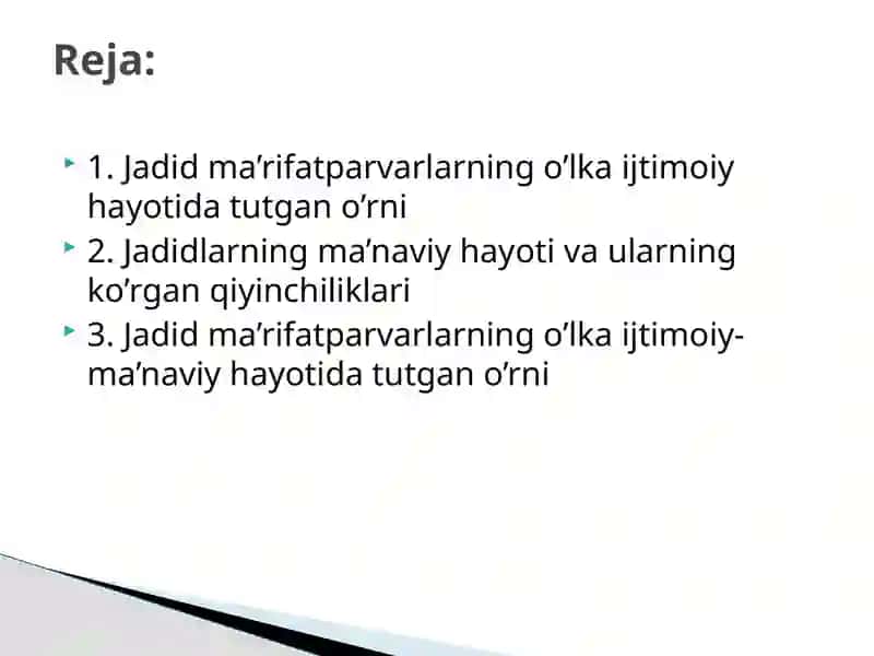 Jadid ma’rifatparvarlarning o’lka ijtimoiy-ma’naviy hayotida tutgan o’rni 2