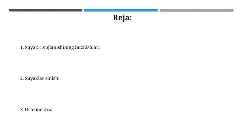 Suyaklarni rivojlanishini buzilishlari.Sinishlar.Ostionekroz 2