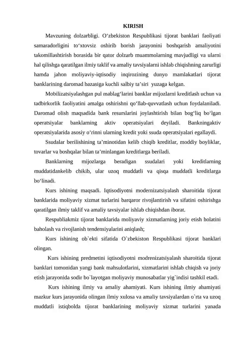 Tijorat banklarining aktivlari va ularni boshqarish 2