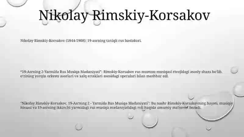 Nikolay Rimskiy-Korsakov, 19-Asrning 2-Yarmida Rus Musiqa Madaniyati 2