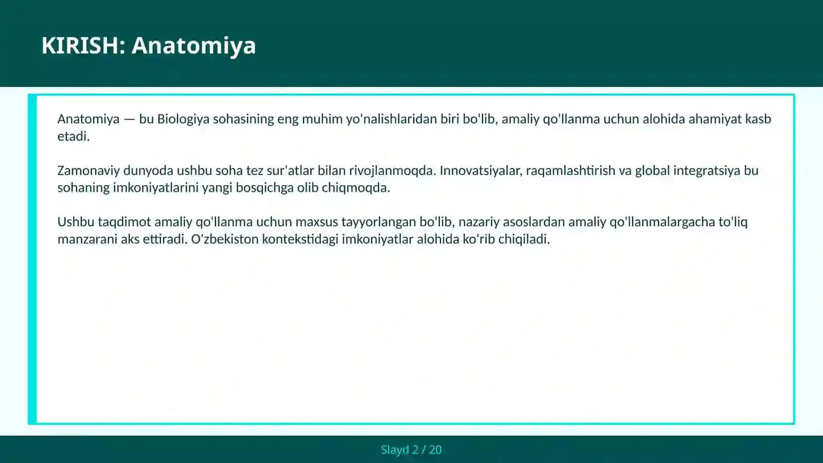 ANATOMIYA Organ tizimlari — amaliy qo'llanma 2030 kelajak yili 2