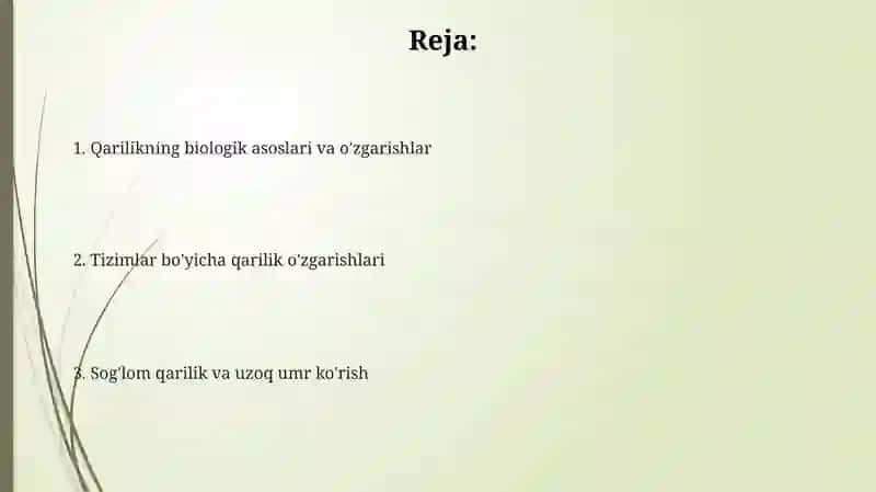 Qarilikning biologik asoslari va o'zgarishlar 2