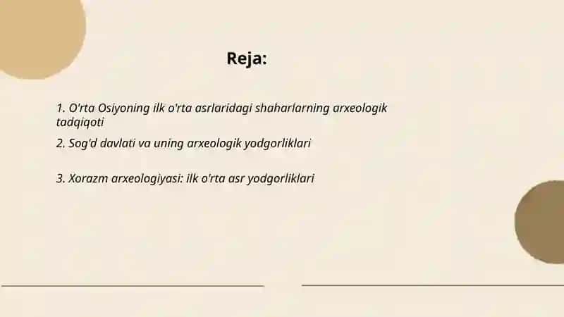O'rta Osiyoning ilk o'rta asrlar arxeologiyasi 2