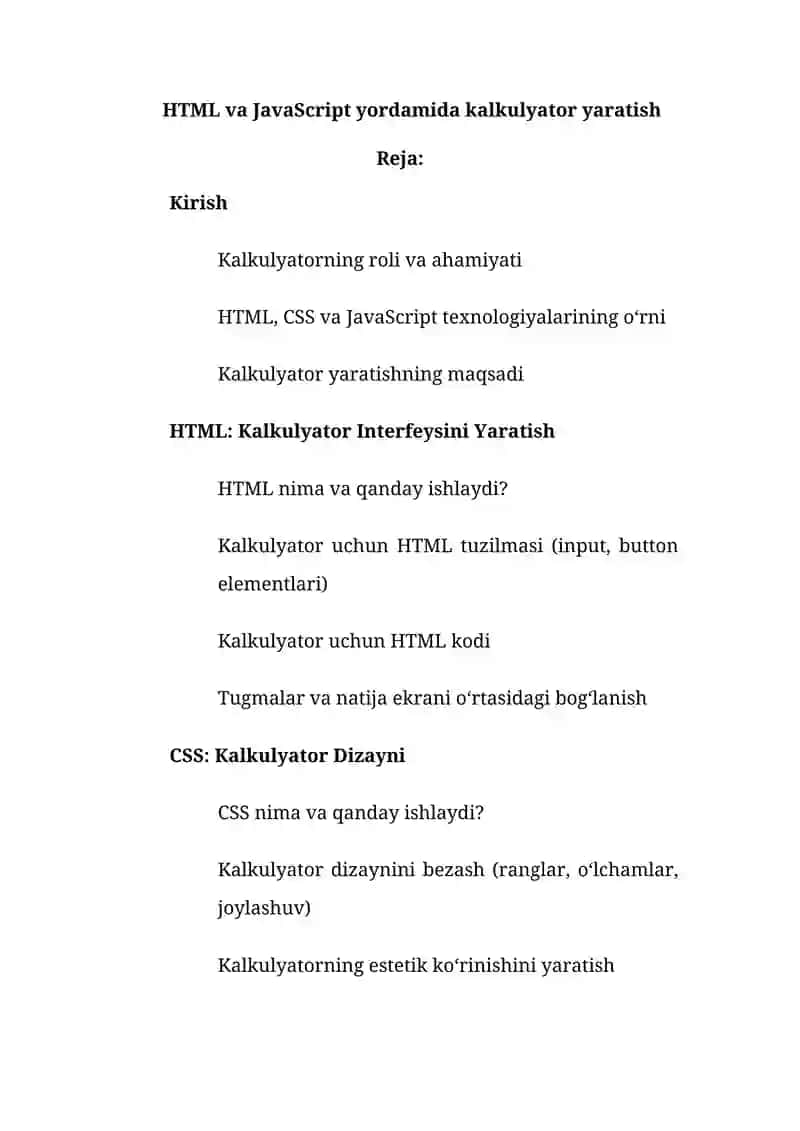 HTML va JavaScript yordamida kalkulyator yaratish 2